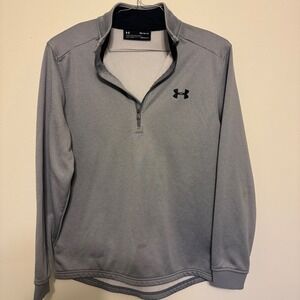 Under Armour Mens Gray 1/4 Zip Pullover  ColdGear Loose‎ Fit MD fleece lined